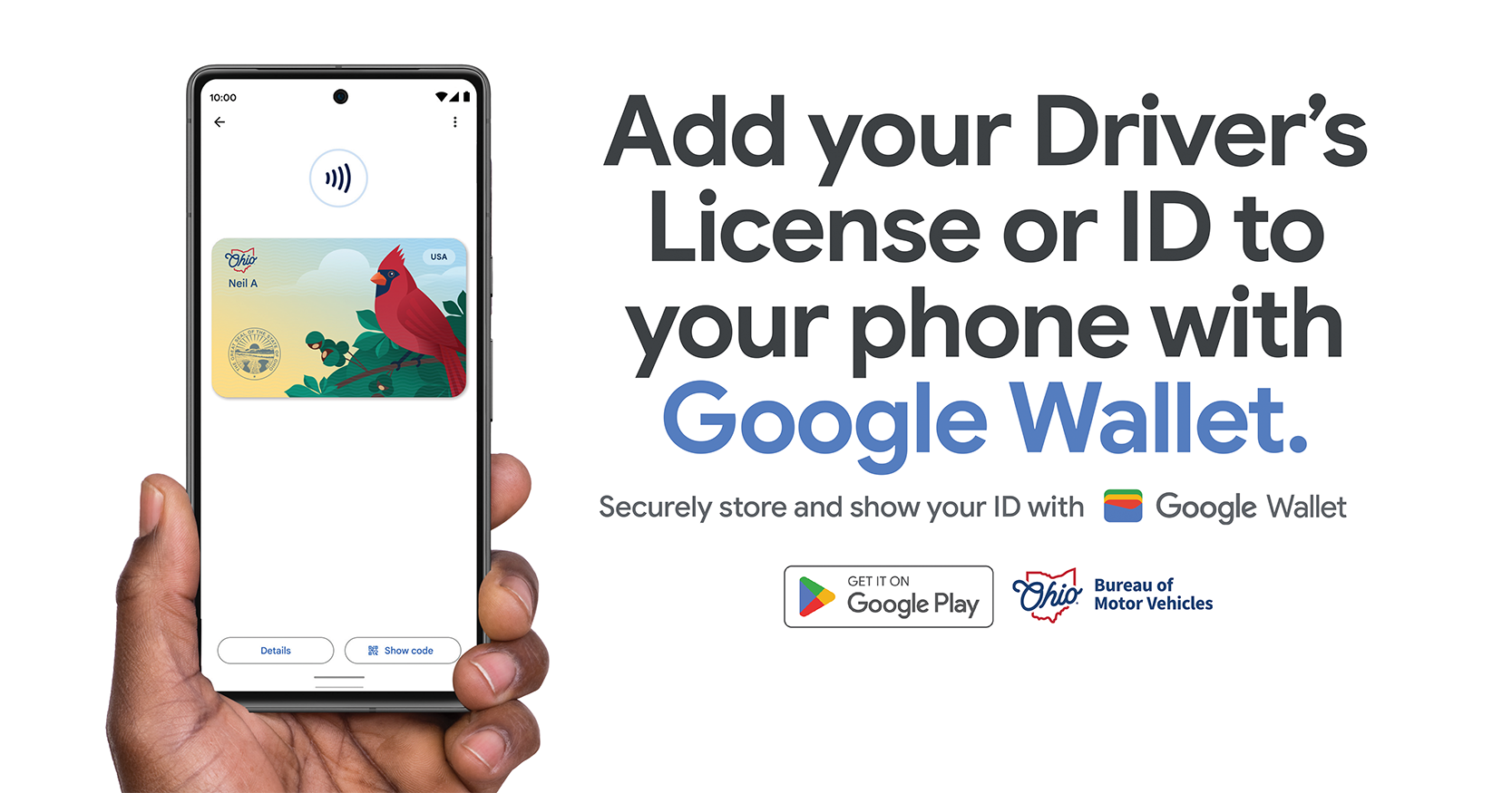 Add your Driver's License or ID to you phone with Google Wallet.